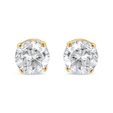 将图片加载到图库查看器，AGS Certified 14K Yellow Gold 1/2 Cttw 4 Prong Set Brilliant Round-Cut Solitaire Diamond Push Back Stud Earrings (O-P, Color, SI2-I1 Clarity)
