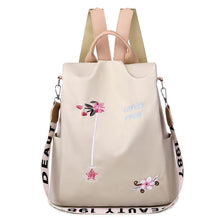 Load image into Gallery viewer, Cloth Backpack Female Embroidery Backpack Bag Nylon Anti-Theft Waterproof Women's Backpack Fashionable Anti-theft Women Backpacks Nice Print School Bag High Quality Large Capacity Backpack (
