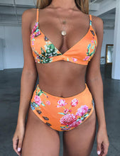 将图片加载到图库查看器，High Waist Swimwear Women Push Up Beachwear  Women High Waist Two Piece Bikini Swimsuit Halter Twist Front Bathing Suit Swimwear Solid Bathing Suit Animal Leopard Female Swimsuit Women Bikini
