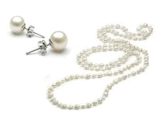 Load image into Gallery viewer, 3-Piece Set: 36" White Freshwater Pearl Endless Necklace and Earrings Set
