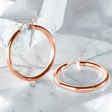 将图片加载到图库查看器，25mm Classic French Lock Hoops in Solid Sterling Silver
