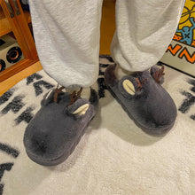 Load image into Gallery viewer, White Slippers For Women Fuzzy Cute Antlers Warm Animal Memory Foam Plush Women Men Indoor Outdoor Bedroom Slippers Fur Home Slippers For Women Memory Foam Anti-Slip Cozy Fluffy Outdoor Indoor Warm Slippers
