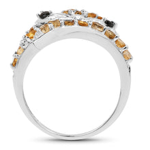Load image into Gallery viewer, 1.00 Carat Genuine Citrine &amp; Black Spinel .925 Sterling Silver Ring
