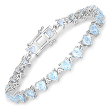 Load image into Gallery viewer, 11.62 Carat Genuine Blue Topaz and White Diamond .925 Sterling Silver Bracelet
