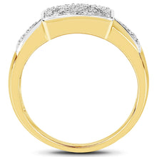 将图片加载到图库查看器，14K Yellow Gold Plated 0.21 Carat Genuine White Diamond .925 Sterling Silver Ring
