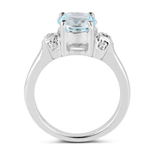 将图片加载到图库查看器，2.28 Carat Genuine Blue Topaz and White Topaz .925 Sterling Silver Ring

