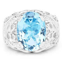 Load image into Gallery viewer, 11.29 Carat Genuine Blue Topaz and White Topaz .925 Sterling Silver Ring

