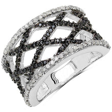 Load image into Gallery viewer, 0.92 Carat Genuine Black Diamond &amp; White Diamond .925 Sterling Silver Ring
