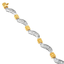 将图片加载到图库查看器，Original Classics 10K Two-Tone Gold Baguette Cut Diamond Spiral Bracelet (2.00 cttw, H-I Color, I1-I2 Clarity)
