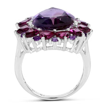 Load image into Gallery viewer, 11.22 Carat Genuine Amethyst &amp; Rhodolite .925 Sterling Silver Ring
