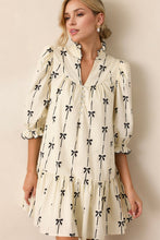 Load image into Gallery viewer, Cute Summer Full Size Frill Bow Print Half Sleeve Mini Dress Elegant &amp; Trendy Fashion Dress For Women Stylish Dress
