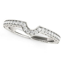 Load image into Gallery viewer, 14k White Gold Prong Set Curved Wedding Band (1/8 cttw)
