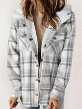 Load image into Gallery viewer, Plaid Snap Down Plush Hooded Jacket Soft &amp; Warm Women Outerwear Cozy And Comfortable Jacket
