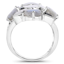 将图片加载到图库查看器，10.30 Carat Genuine White Rainbow Moonstone, Labradorite And Black Onyx .925 Sterling Silver Ring
