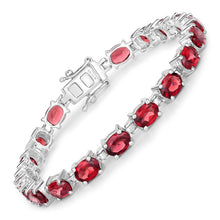 Load image into Gallery viewer, 15.30 Carat Genuine Garnet .925 Sterling Silver Bracelet
