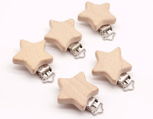 将图片加载到图库查看器，Modern Wood Naural Nipple Chain Accessories BPA Free Cute Modelling Beech Pacifier Clip Small Elephant Heart-shaped Holder for Pacifier

