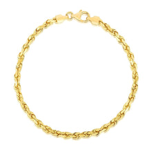 将图片加载到图库查看器，4.0mm 14k Yellow Gold Solid Diamond Cut Rope Bracelet
