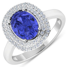 Load image into Gallery viewer, 2.02 Carat Genuine Tanzanite and White Diamond 14K White Gold Ring
