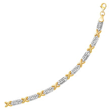将图片加载到图库查看器，14k Two-Tone Gold Fancy X Line Bracelet
