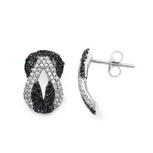Load image into Gallery viewer, 1.05 Carat Genuine Black Diamond &amp; White Diamond .925 Sterling Silver Earrings
