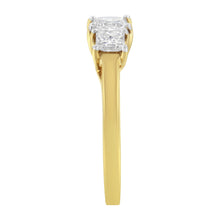 将图片加载到图库查看器，10K Yellow Gold Princess-Cut Diamond Three Stone Band Ring (1 Cttw, J-K Color, I1-I2 Clarity) - Size 6
