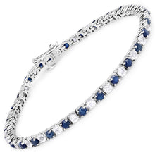 Load image into Gallery viewer, 6.87 ct. t.w. Blue Sapphire and White Topaz Bracelet in Sterling Silver
