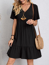 Load image into Gallery viewer, Classic Full Size V-Neck Short Sleeve Dress Casual &amp; Comfortable Dress for Women
