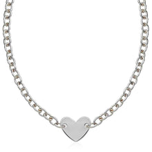 Load image into Gallery viewer, Sterling Silver Rhodium Plated Chain Bracelet with a Flat Heart Motif Station
