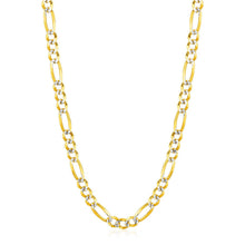 将图片加载到图库查看器，6.0mm 14K Yellow Gold Solid Pave Figaro Chain
