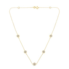 将图片加载到图库查看器，Yellow Color Plated Sterling Silver Diamond Station Necklace (1/2 cttw, K-L Color, I2-I3 Clarity)
