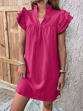 Load image into Gallery viewer, Elegant Ruffled Cap Sleeve Mini Dress Feminine &amp; Flowy Summer Dress
