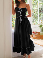 Load image into Gallery viewer, Vintage Ruffled Hem Midi Dress With Tied And Ruched Detail Elegant Feminine Girls Dress
