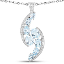 Load image into Gallery viewer, 7.27 Carat Genuine Blue Topaz and White Topaz .925 Sterling Silver Pendant
