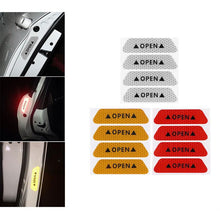 将图片加载到图库查看器，4PCS Car Accessories Car Stickers Reflective Warning Sticker Wheel Eyebrows Door Opening Sticker Diamond Wheel Reflective Strip Universal Door Open Reflective Warning Stickers Auto Open Sign Anti-Collision Safety Reflective Decal Tape
