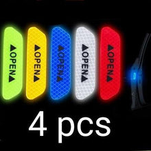 将图片加载到图库查看器，4PCS Car Accessories Car Stickers Reflective Warning Sticker Wheel Eyebrows Door Opening Sticker Diamond Wheel Reflective Strip Universal Door Open Reflective Warning Stickers Auto Open Sign Anti-Collision Safety Reflective Decal Tape
