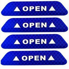 Load image into Gallery viewer, 4Pcs/Set Car Door Stickers Car OPEN Reflective Tape Warning Mark Anti-Collision Universal Safety Reflective Open Notice Bicycle Car Door Stickers DIY Car Open Reflective Tape Warning Mark Reflective Open Notice Bicycle Accessories Car Decoration
