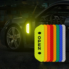 将图片加载到图库查看器，4PCS/Set Car Door Stickers Universal Safety Warning Mark OPEN High Reflective Tape For Auto Accessories Exterior Bike Helmet Door Open Reflective Warning Stickers Auto Open Sign Anti-Collision Safety Reflective Decal
