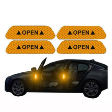 将图片加载到图库查看器，4PCS/Set Car Door Stickers Universal Safety Warning Mark OPEN High Reflective Tape For Auto Accessories Exterior Bike Helmet Door Open Reflective Warning Stickers Auto Open Sign Anti-Collision Safety Reflective Decal
