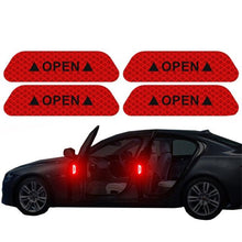 将图片加载到图库查看器，4PCS/Set Car Door Stickers Universal Safety Warning Mark OPEN High Reflective Tape For Auto Accessories Exterior Bike Helmet Door Open Reflective Warning Stickers Auto Open Sign Anti-Collision Safety Reflective Decal
