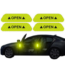 将图片加载到图库查看器，4PCS/Set Car Door Stickers Universal Safety Warning Mark OPEN High Reflective Tape For Auto Accessories Exterior Bike Helmet Door Open Reflective Warning Stickers Auto Open Sign Anti-Collision Safety Reflective Decal
