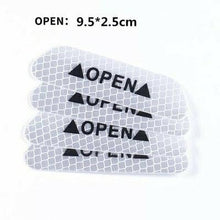 将图片加载到图库查看器，4Pcs/Set Car Door Stickers Universal Safety Warning Mark OPEN High Reflective Tape Motorcycle Bike Helmet Sticker Car Door Open Anti-Collision Reflective Stickers Tape Conspicuity Safety Caution Warning Sticker For Car Truck Trailer
