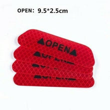 将图片加载到图库查看器，4Pcs/Set Car Door Stickers Universal Safety Warning Mark OPEN High Reflective Tape Motorcycle Bike Helmet Sticker Car Door Open Anti-Collision Reflective Stickers Tape Conspicuity Safety Caution Warning Sticker For Car Truck Trailer
