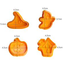 Load image into Gallery viewer, 4Pcs/set Plastic Christmas Christmas Tree Halloween Pumpkin Ghost Theme Cookie Cutter Plunger Fondant Chocolate Mold Halloween Cookie Cutters Thanksgiving Fall Christmas Cookie Cutters Biscuit Mold 3D Mini Fondant Cookie Tools
