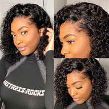 将图片加载到图库查看器，4X4 Water Wave Short Bob Wig 8-12Inches Best Human Hair Wigs For Black Woman Brazilian Pre Plucked Baby Hairs Jerry Curl Wigs Wigs For Black Women Gifts for Girlfriends

