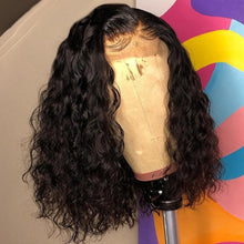 将图片加载到图库查看器，4X4 Water Wave Short Bob Wig 8-12Inches Best Human Hair Wigs For Black Woman Brazilian Pre Plucked Baby Hairs Jerry Curl Wigs Wigs For Black Women Gifts for Girlfriends
