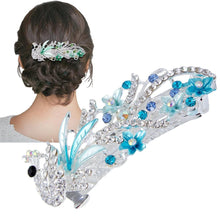Load image into Gallery viewer, 5 Colors Trendy Peacock Barrettes Crystal Flower Hairpins Headwear For Hair Women Romantic Headdress Wedding Hair Accessories for Brides and Bridesmaids

