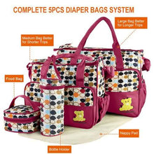 Load image into Gallery viewer, 5-Pack: Baby Nappy Diaper Bag Set
