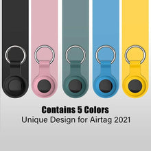 将图片加载到图库查看器，5-Pack: Silicone Airtag Holder with Anti-Lost Keychain
