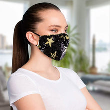 Load image into Gallery viewer, 5-Pack: Star Struck Cotton Reversible Sequin Fashion Face Masks With Adjustable Ear Loops
