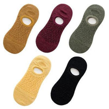 Load image into Gallery viewer, 5 Pairs Female Silicone non-slip invisible Socks Summer Solid Color Mesh Ankle Boat Socks Female Cotton Slipper No show Socks For Women
